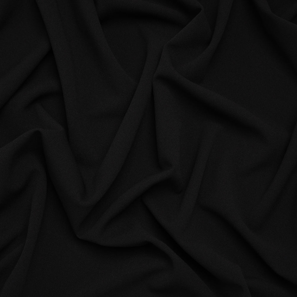 Stretch Polyester Crepe Double Knit - Dark Black - Designer Deadstock