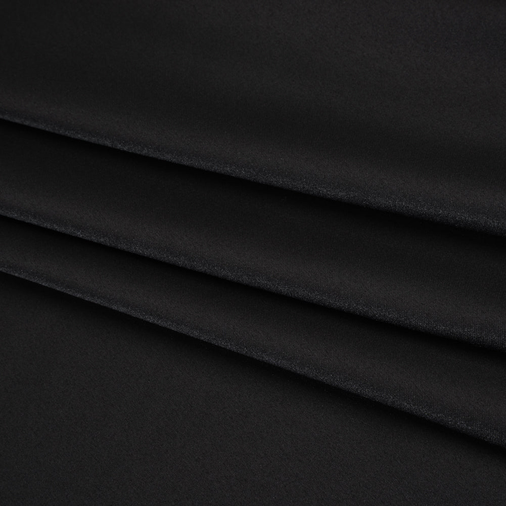 Stretch Polyester Charmeuse - Black - Designer Deadstock