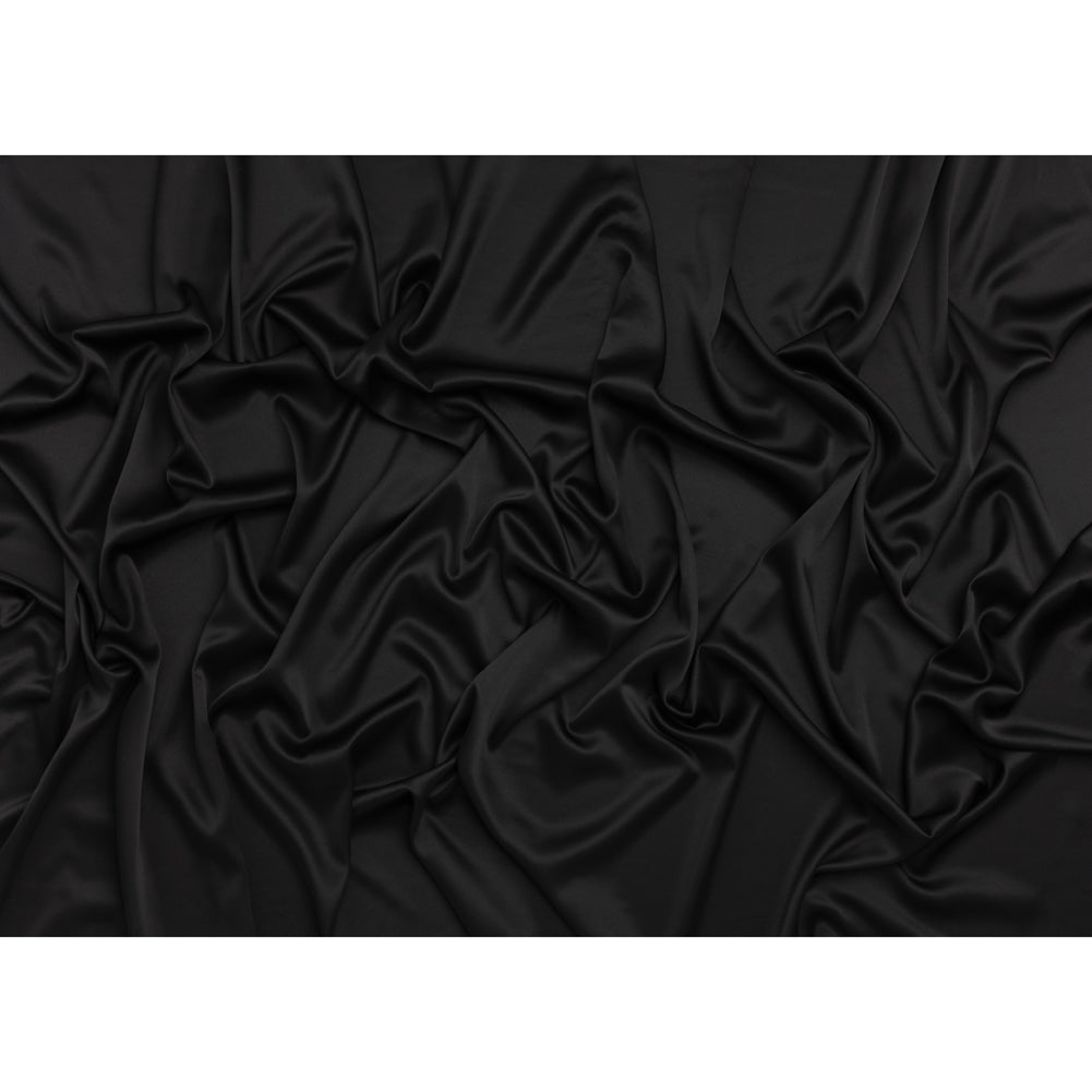 Stretch Polyester Charmeuse - Black - Designer Deadstock