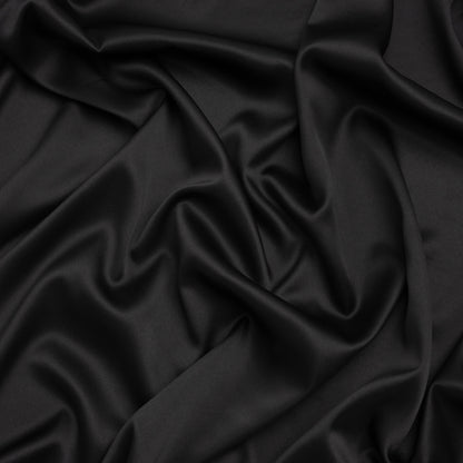 Stretch Polyester Charmeuse - Black - Designer Deadstock