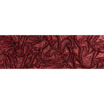 Stretch Polyester Mesh with Lines of Sequins - Wine Red Stripes - Designer Deadstock