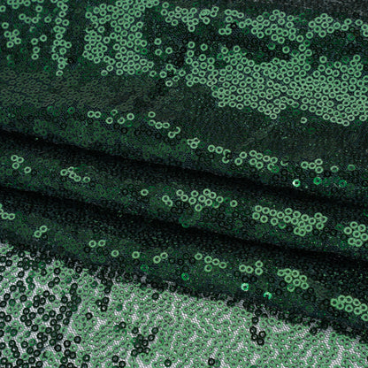 Sequined Polyester Tulle - Emerald Green Abstract Squiggles - Designer Deadstock