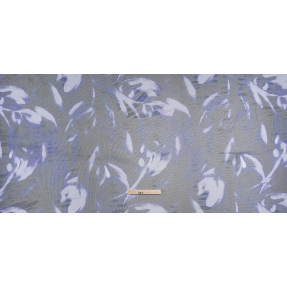 Stretch Polyester Mesh Print - Pale Purple, Ultramarine Blue and Black Abstract Tie Dye - Designer Deadstock