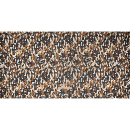 Crinkled Polyester Chiffon Print - Black, Brown and White Painterly Spots - Designer Deadstock