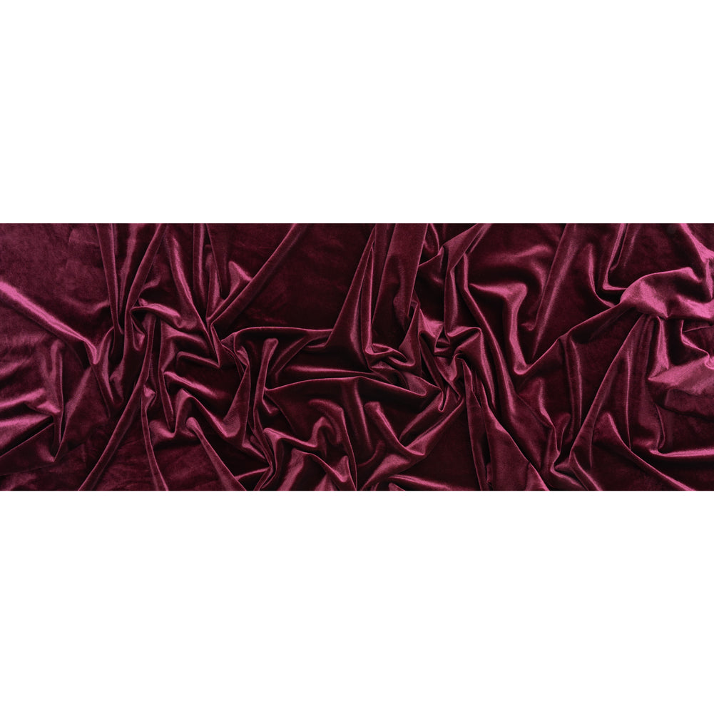 Stretch Polyester Velour - Aubergine - Designer Deadstock - Full