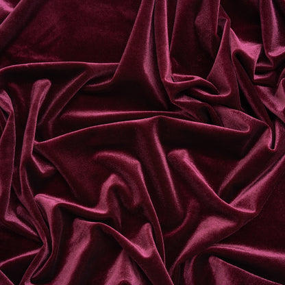 Stretch Polyester Velour - Aubergine - Designer Deadstock