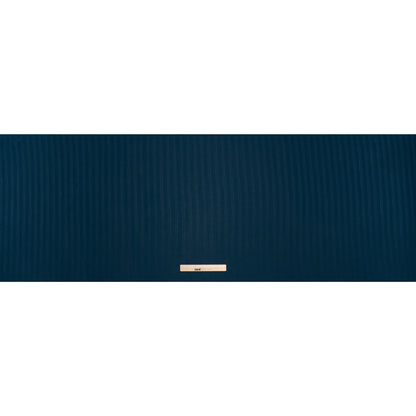 Polyester Dobby Plisse - Navy Blue Satin Stripes - Designer Deadstock