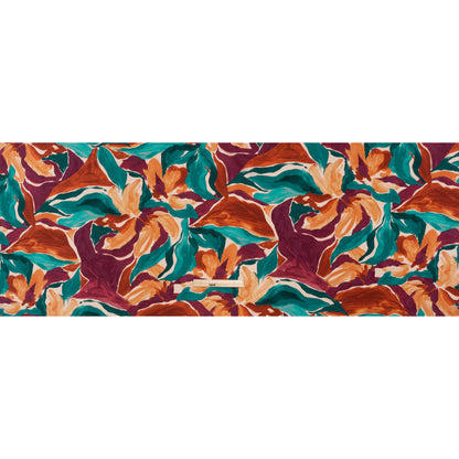 Stretch Puckered Polyester Crepe Print - Deep Magenta, Burnt Orange and Teal Painterly Flowers - Designer Deadstock - Full