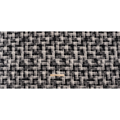 Stretch Matte Polyester Jersey Print - Black and White Abstract Hatching - Designer Deadstock