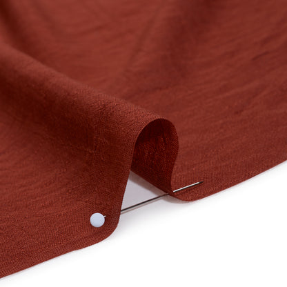 Textured Polyester and Rayon Gauzy Woven - Brick Red - Designer Deadstock