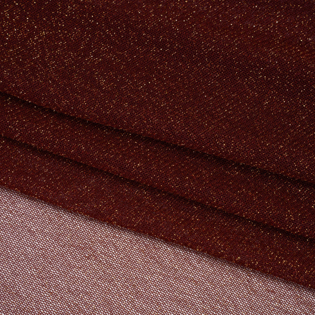 Metallic Nylon Mesh - Burgundy and Gold - Designer Deadstock