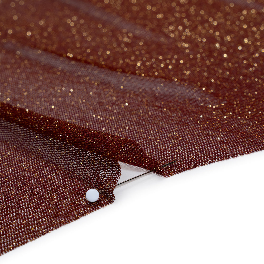 Metallic Nylon Mesh - Burgundy and Gold - Designer Deadstock
