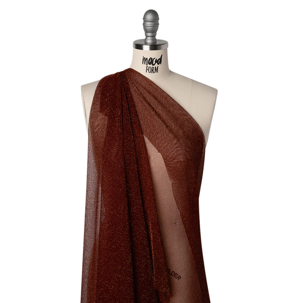 Metallic Nylon Mesh - Burgundy and Gold - Designer Deadstock