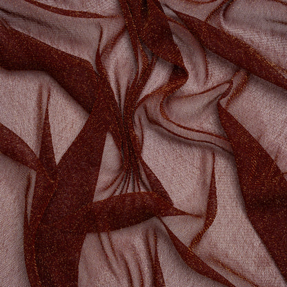 Metallic Nylon Mesh - Burgundy and Gold - Designer Deadstock