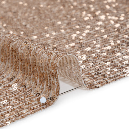 Polyester Stretch Mesh with Baby Sequins - Champagne Stripes - Designer Deadstock