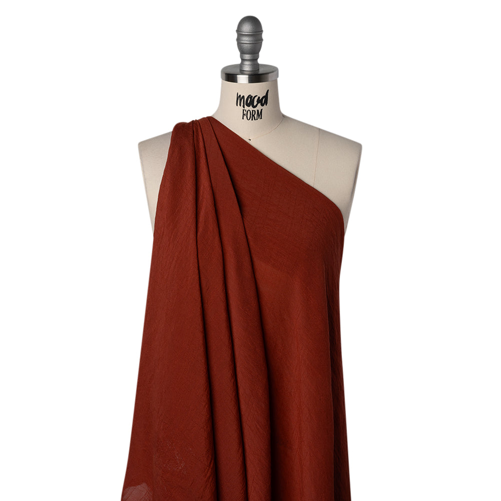 Textured Gauzy Polyester and Rayon Woven - Cinnamon - Designer Deadstock
