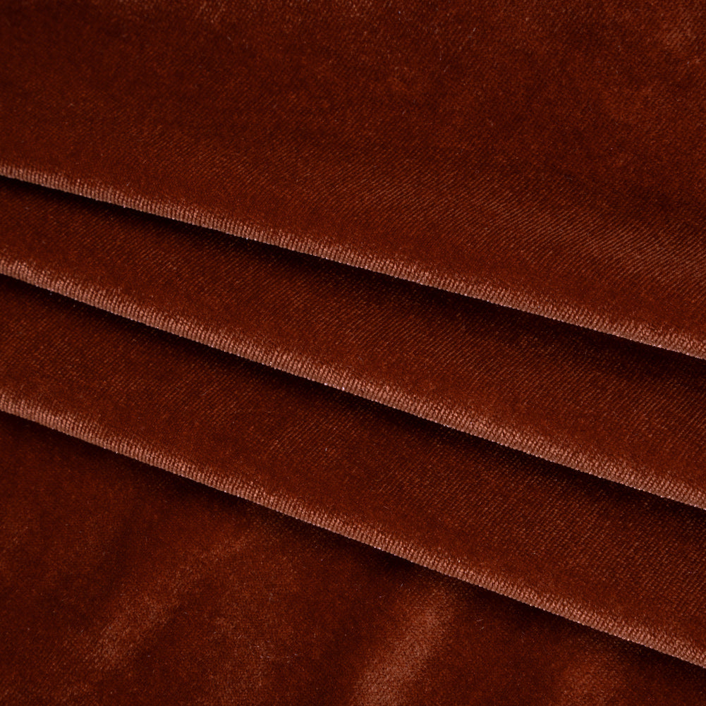 Stretch Polyester Velour - Cinnamon - Designer Deadstock
