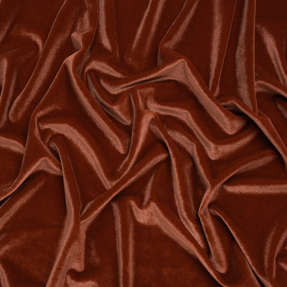 Stretch Polyester Velour - Cinnamon - Designer Deadstock