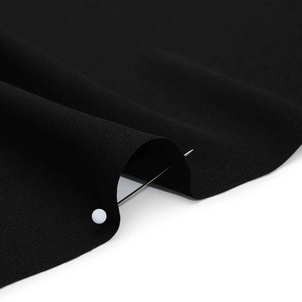Drapey Polyester Crepe - Black - Designer Deadstock