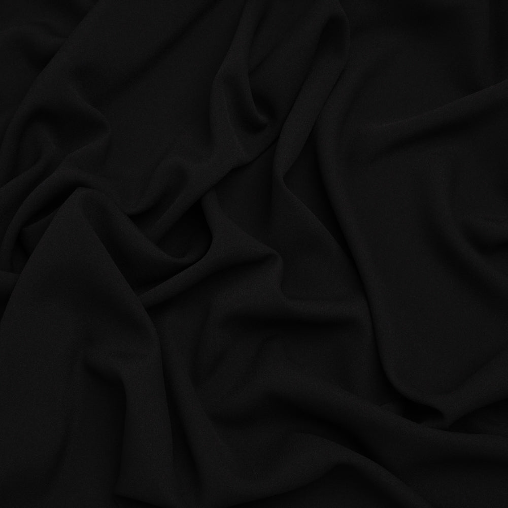 Drapey Polyester Crepe - Black - Designer Deadstock