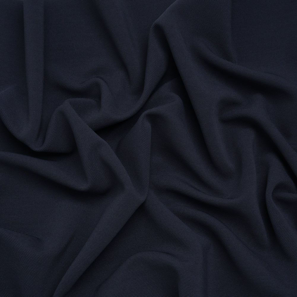 Stretch Polyester Ottoman Knit - Navy Blazer - Designer Deadstock
