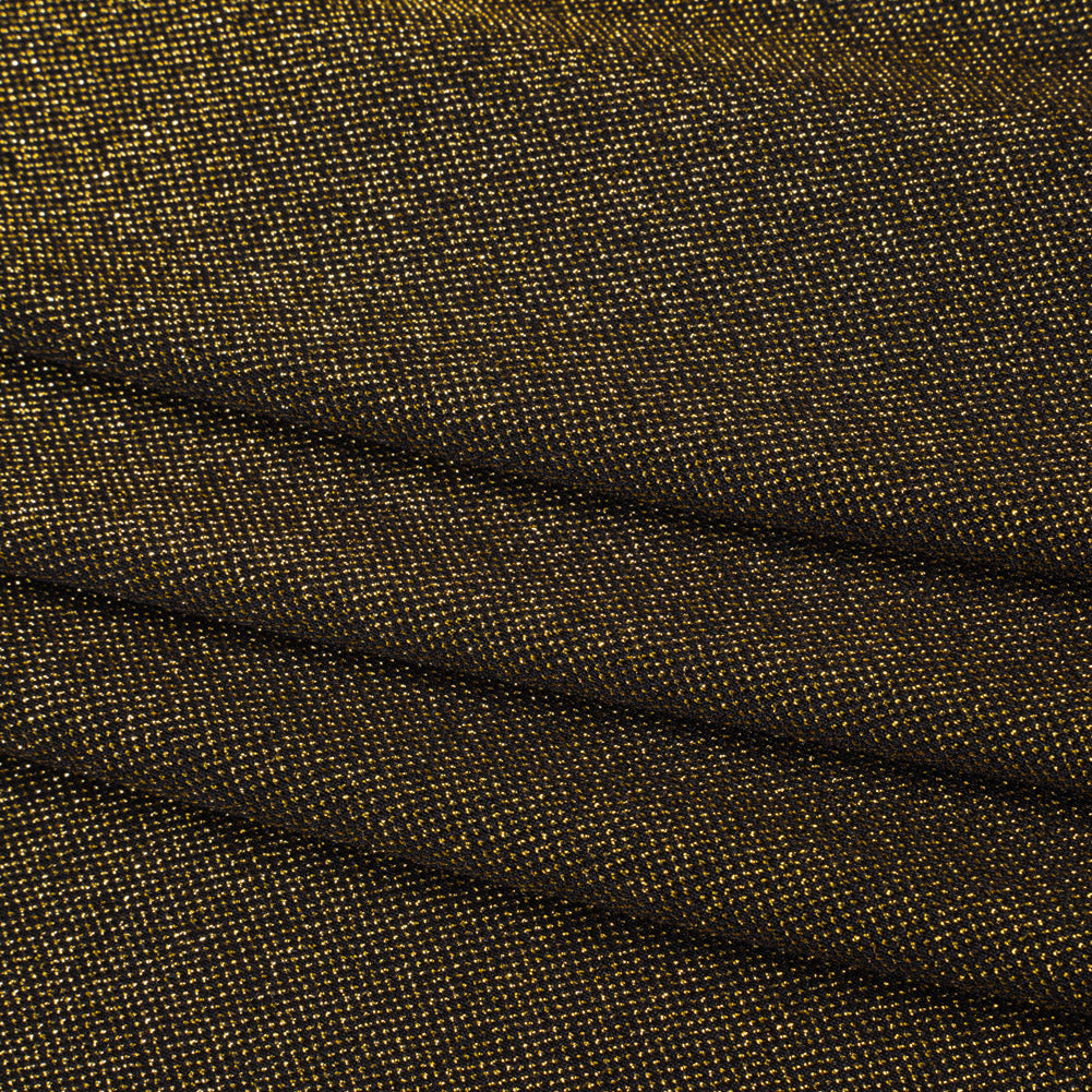 Stretch Metallic Nylon Jersey - Black and Gold - Designer Deadstock