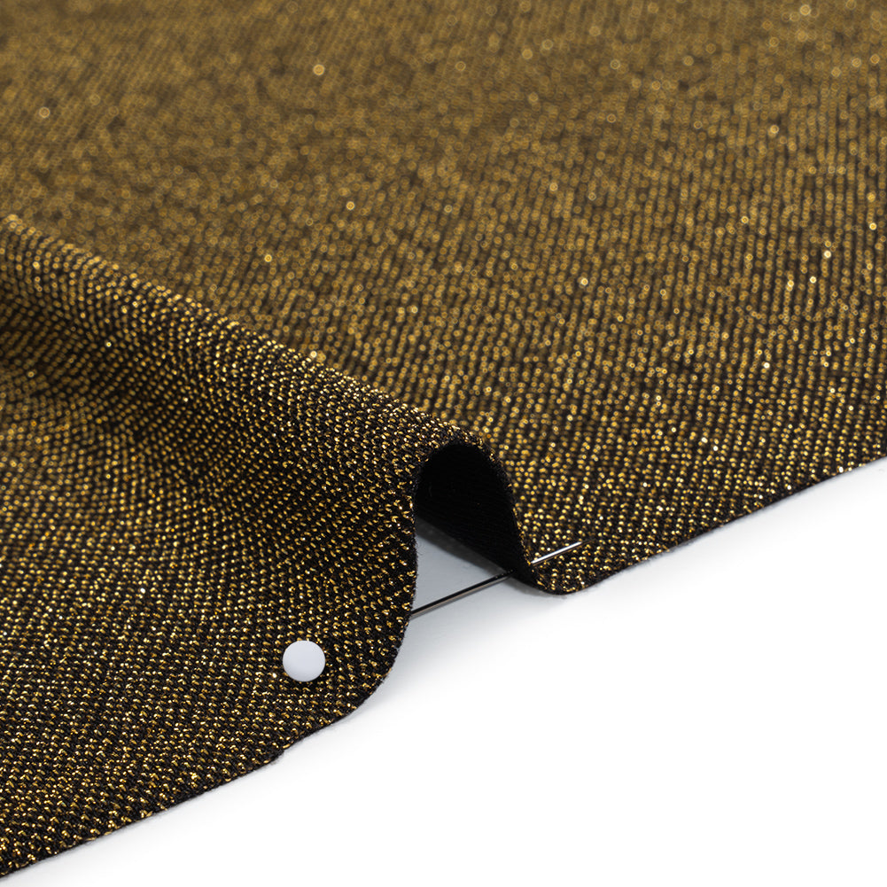 Stretch Metallic Nylon Jersey - Black and Gold - Designer Deadstock