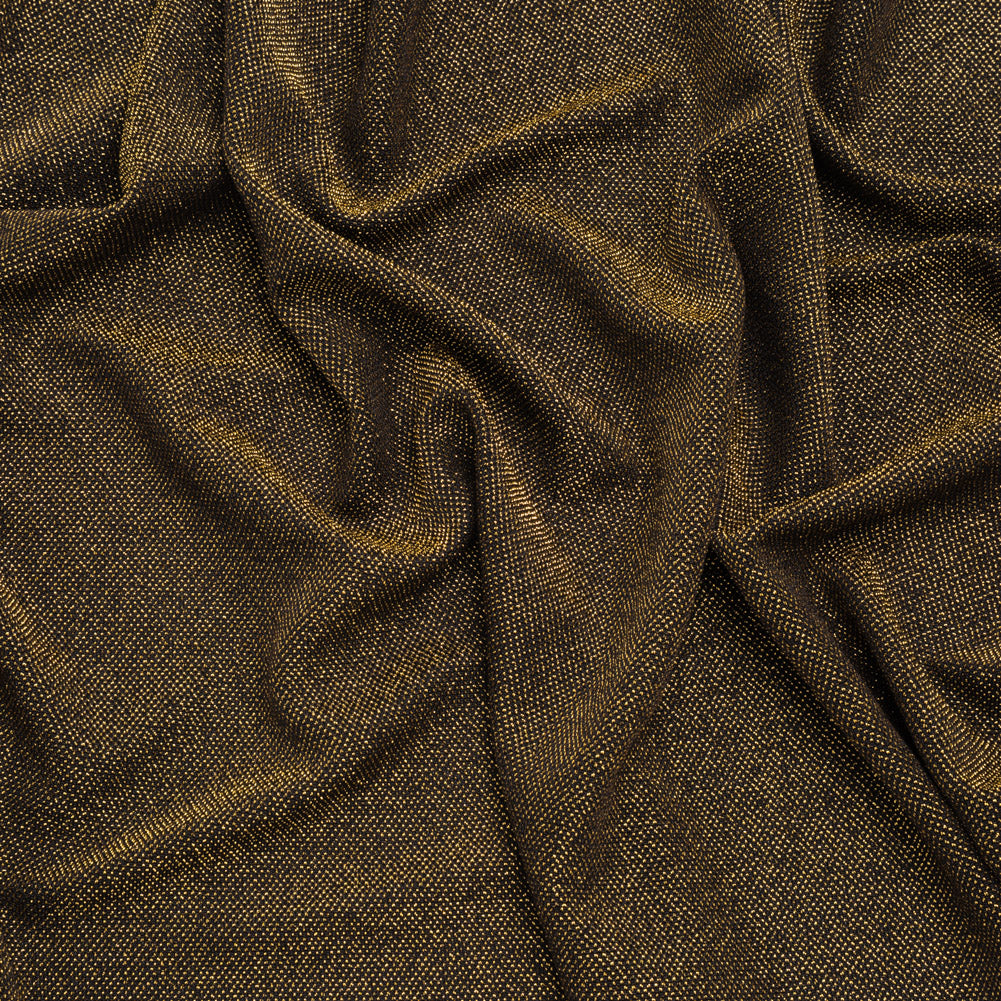 Stretch Metallic Nylon Jersey - Black and Gold - Designer Deadstock