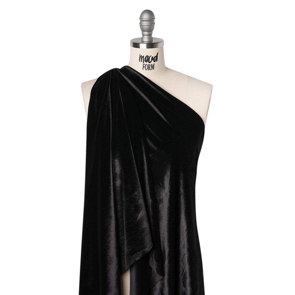 Polyester Velour - Tuxedo Black - Designer Deadstock