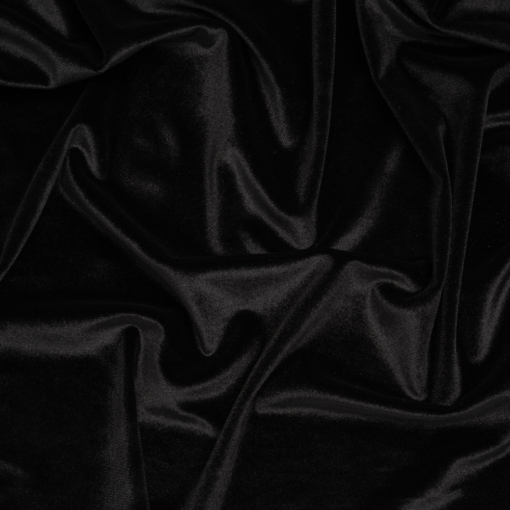 Polyester Velour - Tuxedo Black - Designer Deadstock