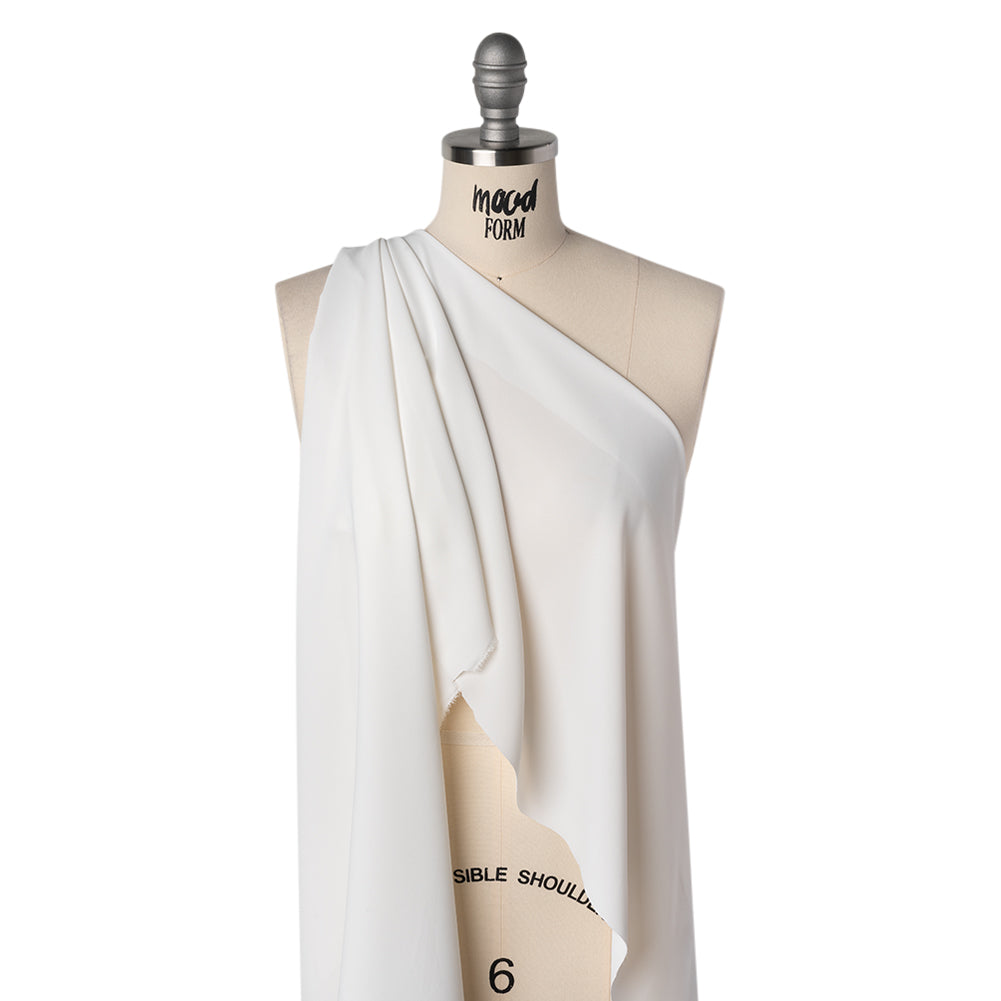 Lightweight Polyester Crepe - Off White - Designer Deadstock Drape