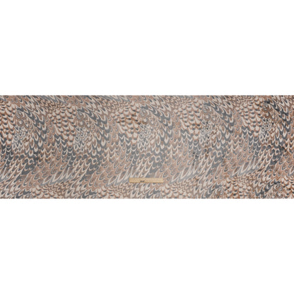 Polyester Stretch Mesh - Brown, Black and Cream Turkey Feathers - Designer Deadstock