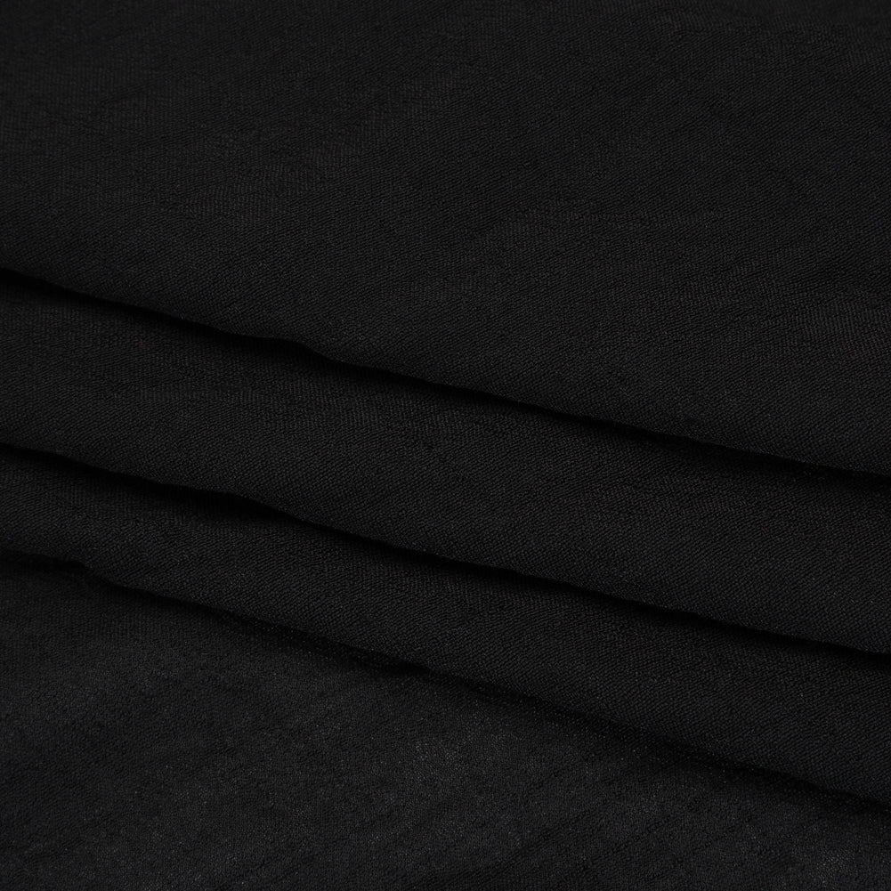Textured Polyester and Rayon Gauzy Woven - Black - Designer Deadstock