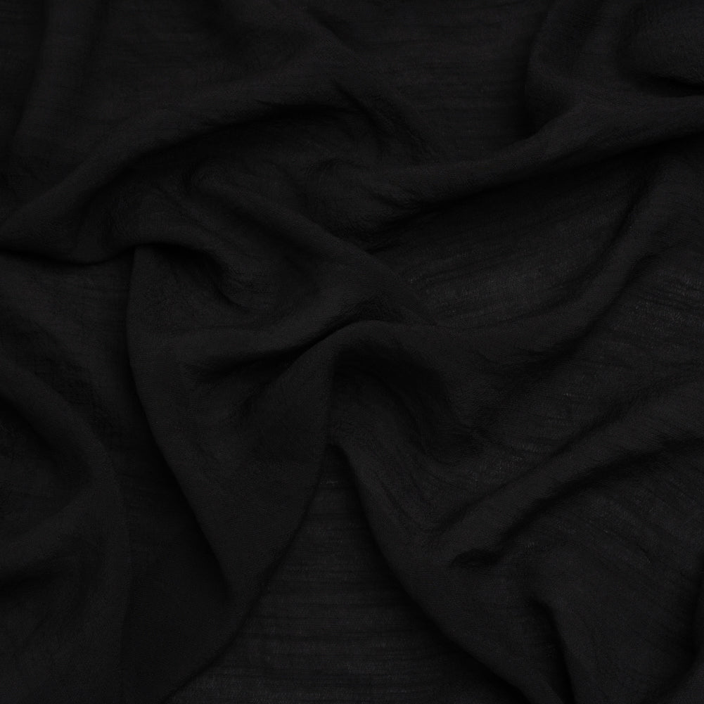 Textured Polyester and Rayon Gauzy Woven - Black - Designer Deadstock