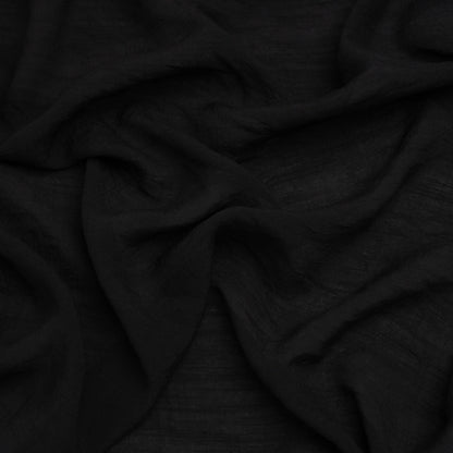 Textured Polyester and Rayon Gauzy Woven - Black - Designer Deadstock
