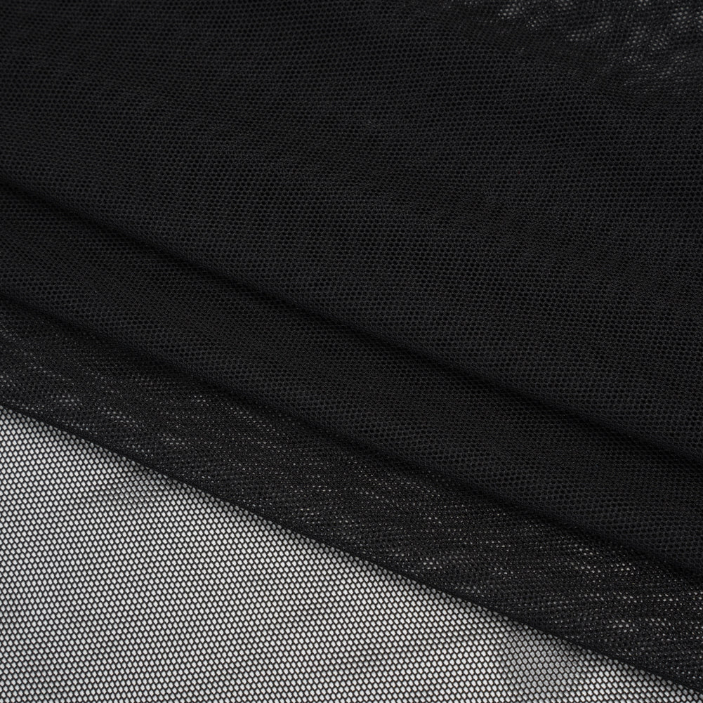 Stretch Polyester Mesh - Faded Black - Designer Deadstock