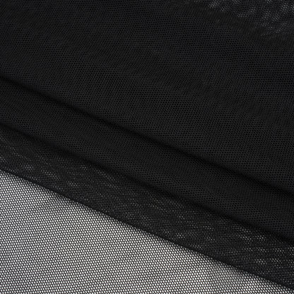Stretch Polyester Mesh - Faded Black - Designer Deadstock