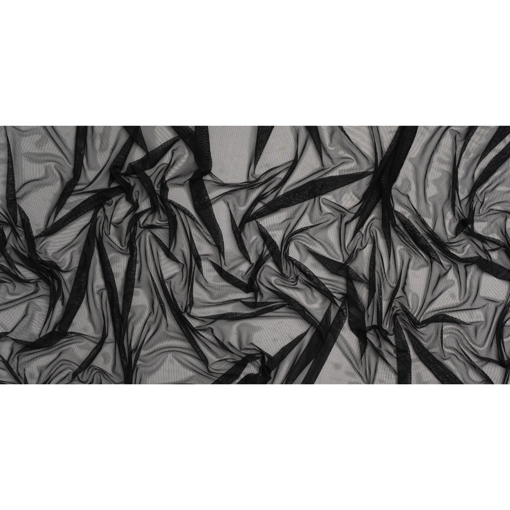 Stretch Polyester Mesh - Faded Black - Designer Deadstock