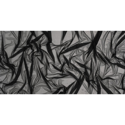 Stretch Polyester Mesh - Faded Black - Designer Deadstock