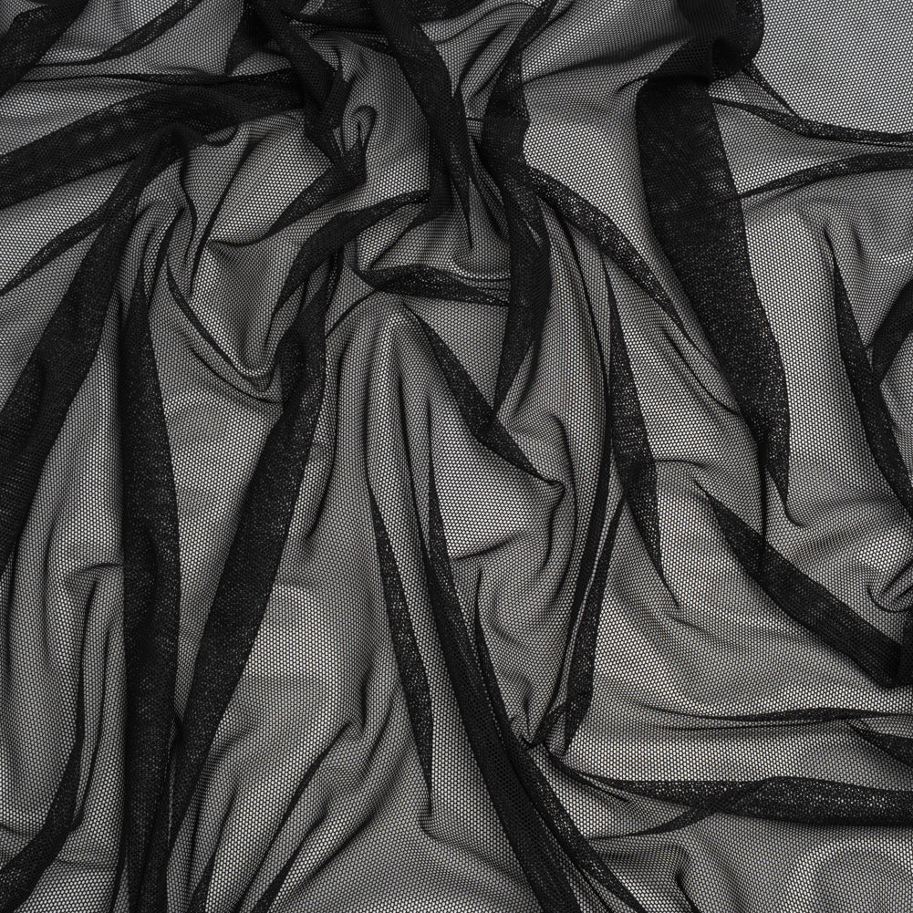 Stretch Polyester Mesh - Faded Black - Designer Deadstock