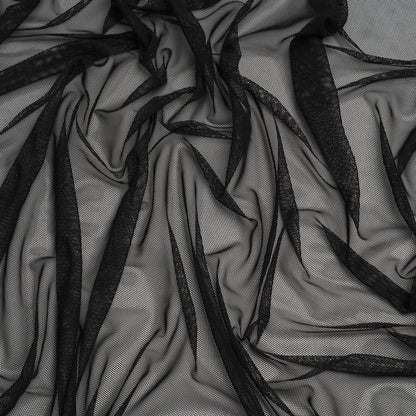 Stretch Polyester Mesh - Faded Black - Designer Deadstock