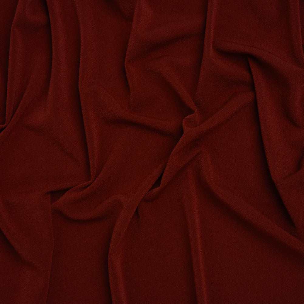 Stretch Polyester Crepe Knit - Wine Red - Designer Deadstock