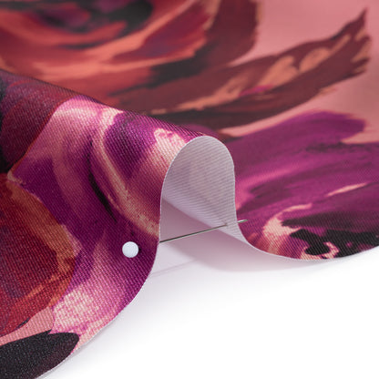Polyester Mikado Print - Pink, Red and Plum Painterly Florals - Designer Deadstock