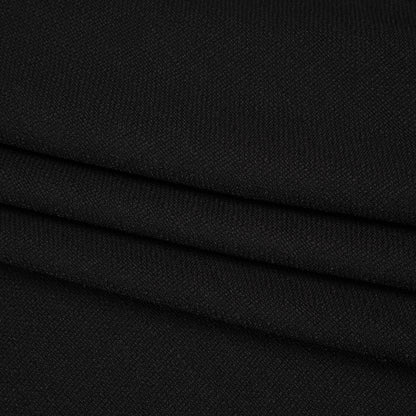 Linen-Look Stretch Polyester Woven - Black - Designer Deadstock
