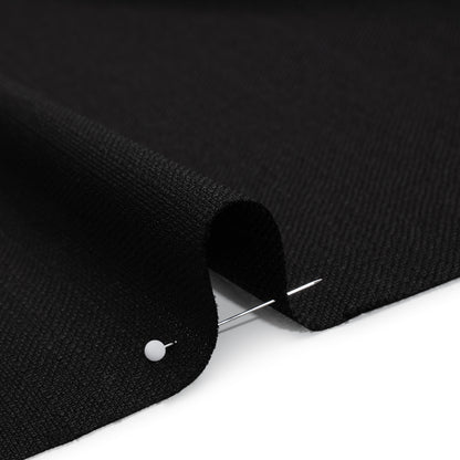 Linen-Look Stretch Polyester Woven - Black - Designer Deadstock