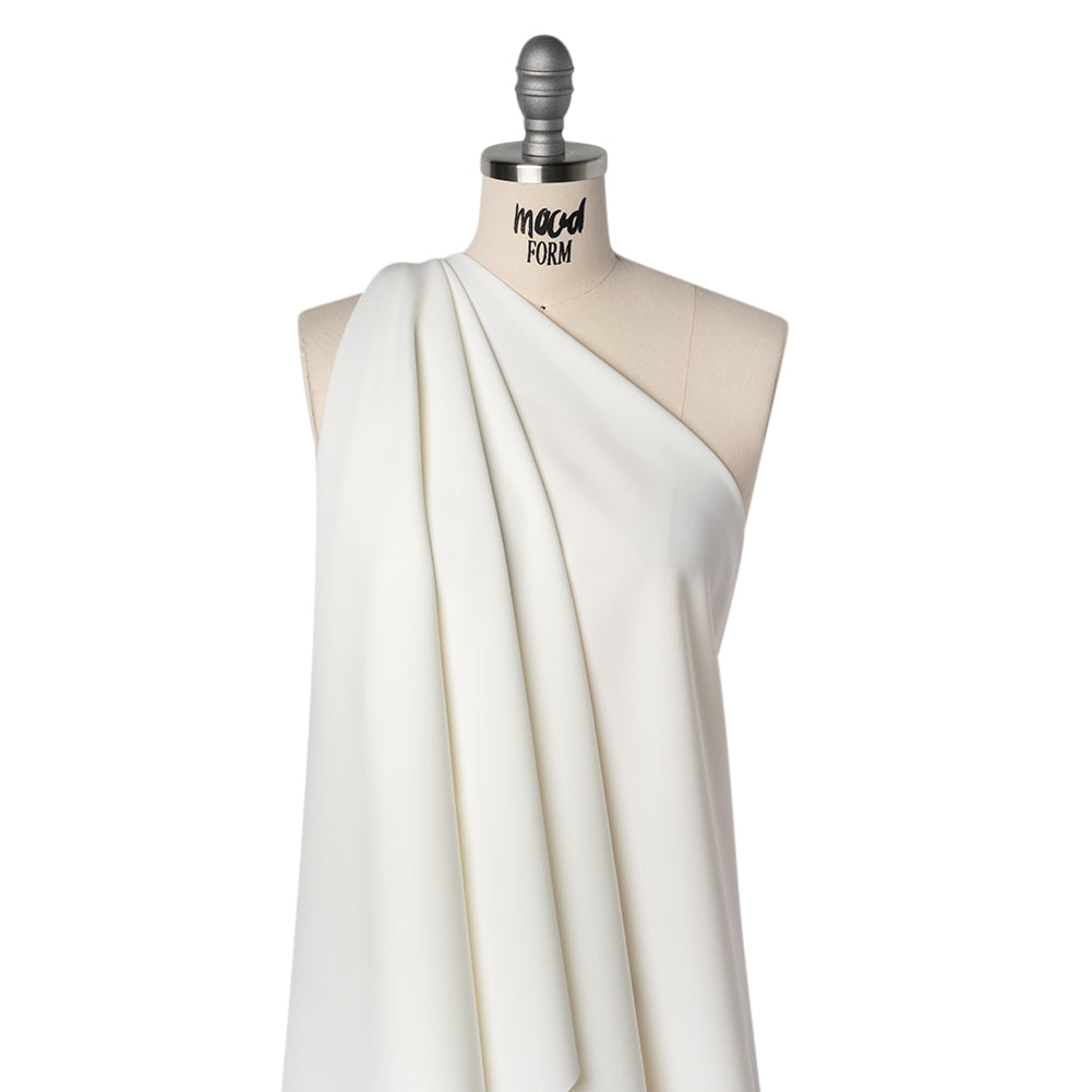Stretch Polyester Twill - Ivory - Designer Deadstock