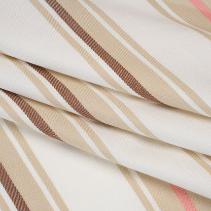 Stretch Lyocell Twill - Cream, Beige and Pink Stripes - Designer Deadstock