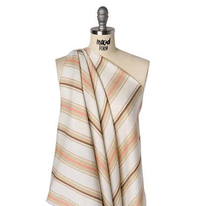 Stretch Lyocell Twill - Cream, Beige and Pink Stripes - Designer Deadstock
