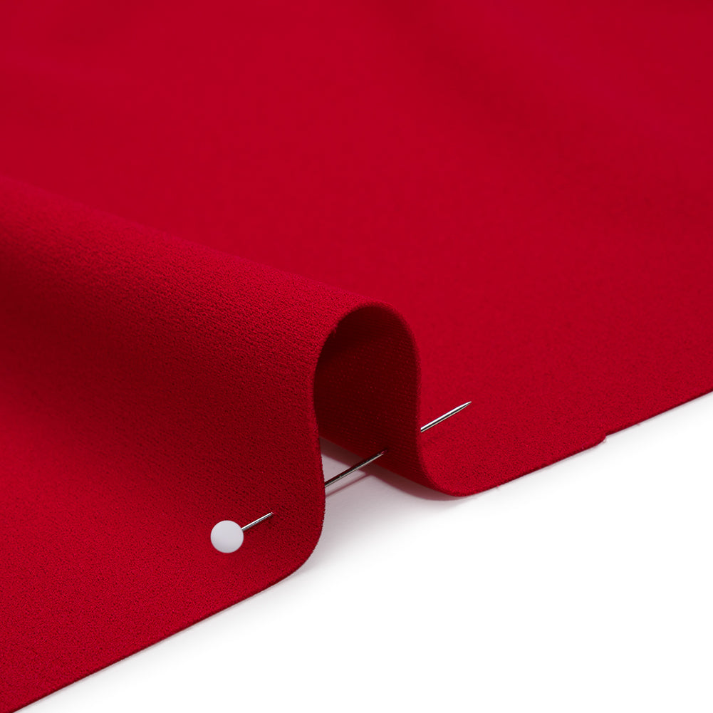 Stretch Polyester Crepe Double Knit - Tango Red - Designer Deadstock