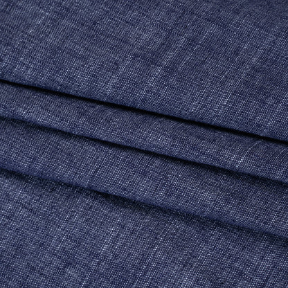 Polyester, Rayon and Linen Denim-Like Woven - Dark Blue - Designer Deadstock